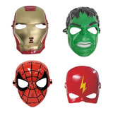 Kit 4 Máscaras Homem De Ferro Homem Aranha Hulk Flash
