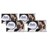 Kit 4 Mascaras Medix Preta C elastico C 50 Unidades C anvisa