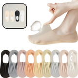 Kit 4 Meias Invisível Seda Gelada Silicone Antiderrapante