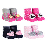 Kit 4 Meias Pantufas Bebê Infantil