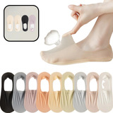 Kit 4 Meias Seda Gelada Invisível Antiderrapante C Silicone