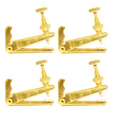 Kit 4 Micro Afinadores Dourado Para Violoncelo Cello 4 4