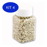 Kit 4 Micro Link Rings Anéis Com Silicone Mega Hair Bege