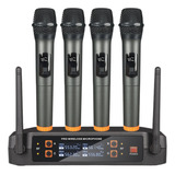 Kit 4 Microfones Profissional Uhf Sem Fio 4 Canais 50 Metros