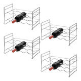 Kit 4 Mini Adegas Rack Porta 32 Garrafas De Vinho Empilhável