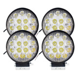 Kit 4 Mini Farol Milha 42w Redondo 14 Leds 12v 24v Universal