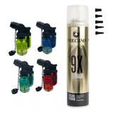 Kit 4 Mini Maçarico Recarregável Refil Gás 9x Volcano