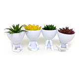 Kit 4 Mini Vasos Robert Plant Bob Suculentas Artificiais