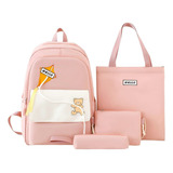 Kit 4 Mochila Bolsa Bolsinha Estojo Escola Presente Feminina