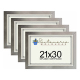 Kit 4 Molduras Porta Diploma Certificado A4 21x30 Prateado