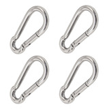 Kit 4 Mosquetão 4mm Em Aço Inox Tipo Pera Com Trava Max 30kg
