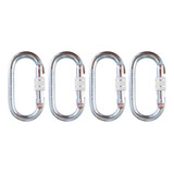Kit 4 Mosquetão Aço Oval Rosca 23kn Nbr Trava Dupla Altura