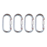 Kit 4 Mosquetão Aço Oval Rosca 23kn Nbr Trava Dupla Escalada
