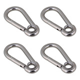 Kit 4 Mosquetão Em Aço Inox 7 Mm Carga Trava Rápida Max100kg