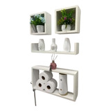 Kit 4 Nichos Decoração Mdf Quadrado Banheiro
