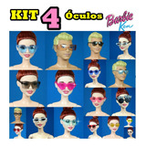 Kit 4 Óculos Para Boneca Barbie Ken Susi Mattel Estrela