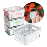 Kit 4 Organizador De Alimentos Geladeira 2 57l Cesto Lavagem