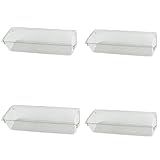 KIT 4 Organizador De Gavetas Transparente Para Cozinha Geladeira Gavetas Banheiro Escritório Quarto Calcinha Cueca Roupa Intima Joias Design Minimalista Multiuso 23x7