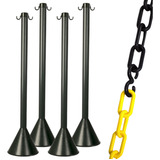 Kit 4 Organizador Fila Pedestal Balizador 10m Corrente Elo