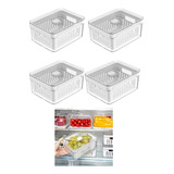 Kit 4 Organizadores De Geladeira Cesto Organizador Ou Cor Natural branco
