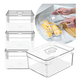 Kit 4 Organizadores Geladeira Armário Tampa Alimentos 2 2l Cor Transparente Ou Clear