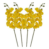 Kit 4 Orquídea Artificial Flores Amarela