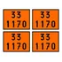 Kit 4 Painéis De Segurança Código Onu 331170 Pvc Laranja