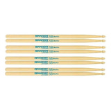Kit 4 Pares Baquetas 5b Marfim Lisa Tennessee Ponta Madeira