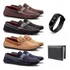 Kit 4 Pares De Mocassim Masculino Casual Carteira E Relogio