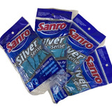 Kit 4 Pares Luva De Látex Natural Azul Sanro Silver Limpeza