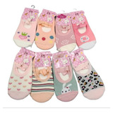 Kit 4 Pares Meia Sapatilha Antiderrapante Infantil Menina