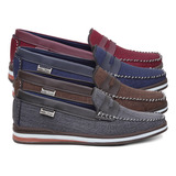 Kit 4 Pares Mocassim Sapato Masculino Sapatilha Preto Azul Bege vinho Ref 3 3