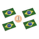 Kit 4 Patch Bandeira Do Brasil Emborrachado Com Velcro Verde