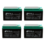 Kit 4 Pçs Bateria 12v 15ah Ciclo Profundo Scooter Bike 48 V 