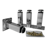 Kit 4 Pé De Cozinha Cromado Quadrado Regulável 10cm Parafuso