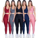 Kit 4 Peças 2 Calça Leg Academia 2 Top Nadador Premium