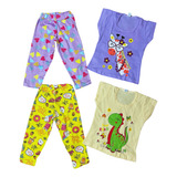 Kit 4 Peças 2 Legging 2 Blusas Infantil Feminina