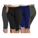 Kit 4 Peças Bermuda Capri Feminina Viscolycra Skinny