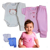 Kit 4 Peças Body Mijão Bordado Bebe Menina Menino Promoção