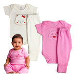 Kit 4 Peças Body Mijão Bordado Bebe Menina Menino Promoção