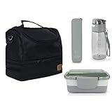 Kit 4 Peças Bolsa Térmica Marmita Copo Porta Talher Cinza 