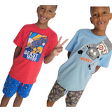 Kit 4 Peças De Roupa Infantil Menino Masculino Verão Atacado