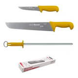 Kit 4 Peças Facas Chaira Pedra Profissional Starrett