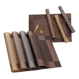 Kit 4 Peças Jogo Americano De Mesa Jantar Sala Restaurantes Cor Marrom escuro Liso