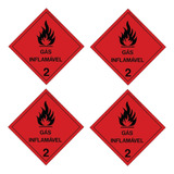 Kit 4 Peças Painel Risco Placa Pvc Vermelha Gás Inflamável 2