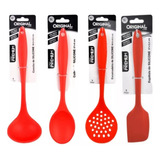 Kit 4 Peças Silicone Colher Concha Escumadeira Espátula Ver 