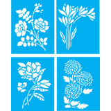 Kit 4 Peças Stencil Flores 1 Tamanho 25x20 Cm
