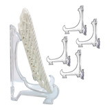 Kit 4 Peças Suporte P Pratos Acrílico Transparente 10cm