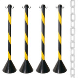 Kit 4 Pedestal Balizador Organizador De Fila 10m Corrente