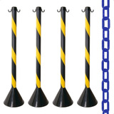 Kit 4 Pedestal Balizador Organizador De Fila 10m Corrente